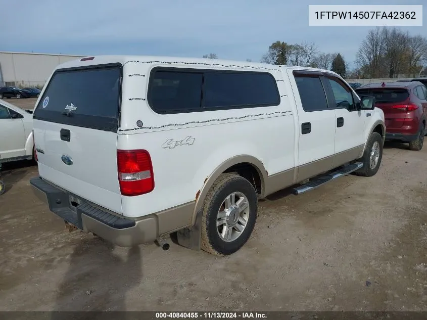 2007 Ford F-150 Fx4/Lariat/Xlt VIN: 1FTPW14507FA42362 Lot: 40840455