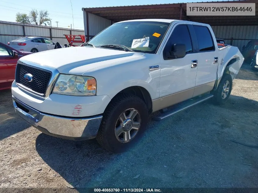 2007 Ford F-150 Xlt VIN: 1FTRW12W57KB64646 Lot: 40853760