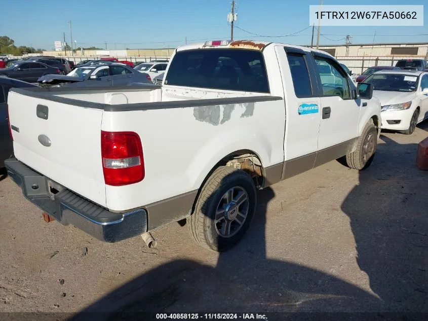 2007 Ford F150 VIN: 1FTRX12W67FA50662 Lot: 40858125