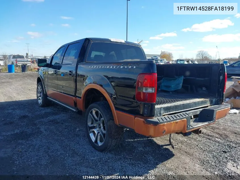 2008 Ford F150 Supercrew VIN: 1FTRW14528FA18199 Lot: 12144439