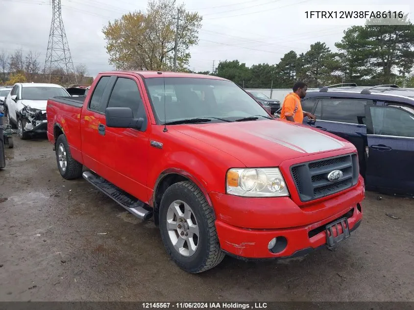 2008 Ford F150 VIN: 1FTRX12W38FA86116 Lot: 12145567