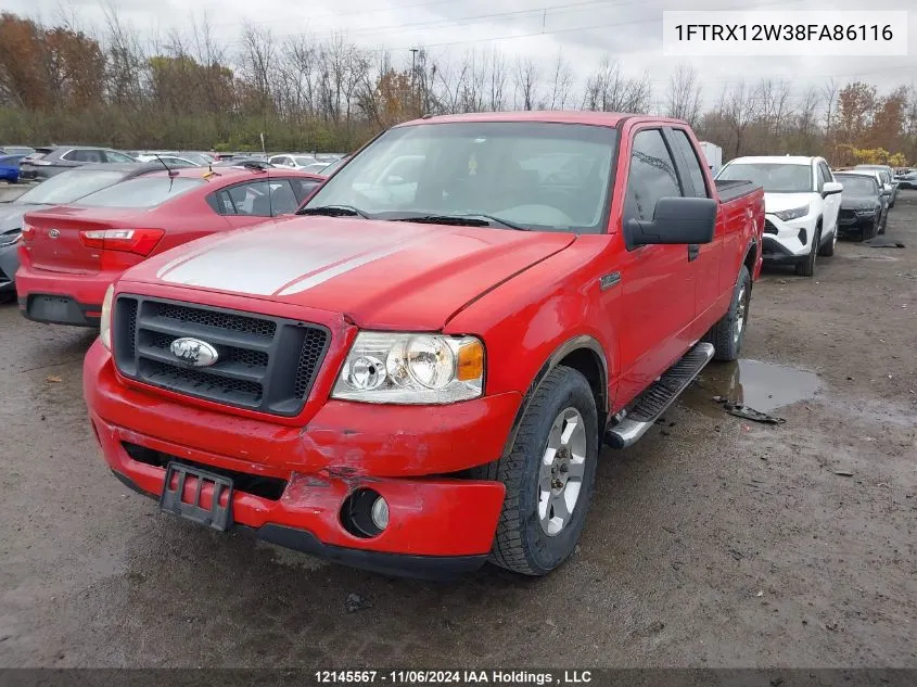 2008 Ford F150 VIN: 1FTRX12W38FA86116 Lot: 12145567