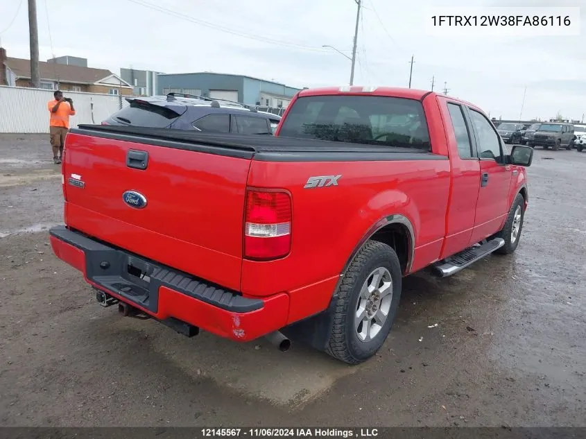 2008 Ford F150 VIN: 1FTRX12W38FA86116 Lot: 12145567