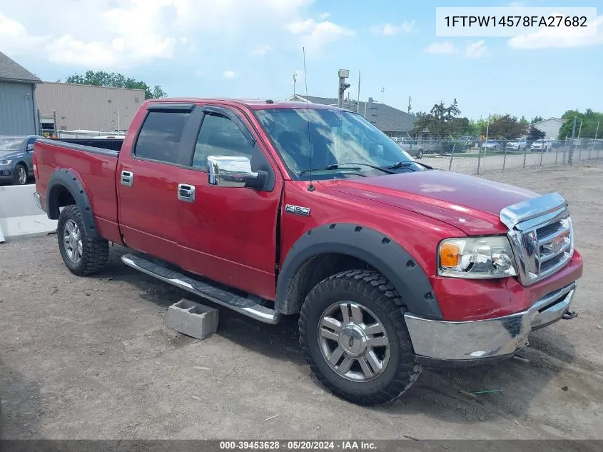 2008 Ford F-150 Xlt VIN: 1FTPW14578FA27682 Lot: 39453628