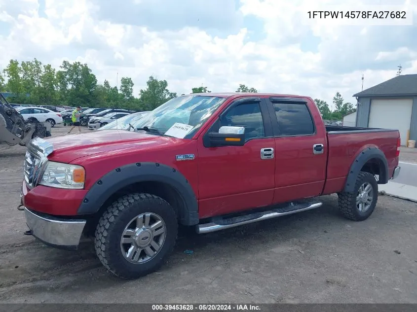 2008 Ford F-150 Xlt VIN: 1FTPW14578FA27682 Lot: 39453628