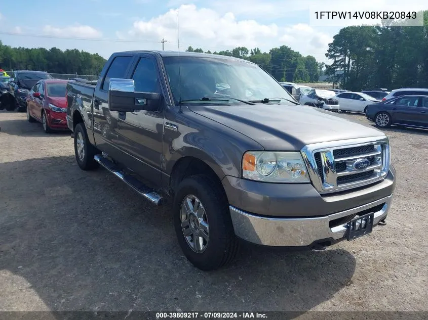 2008 Ford F-150 60Th Anniversary/Fx4/King Ranch/Lariat/Xlt VIN: 1FTPW14V08KB20843 Lot: 39809217