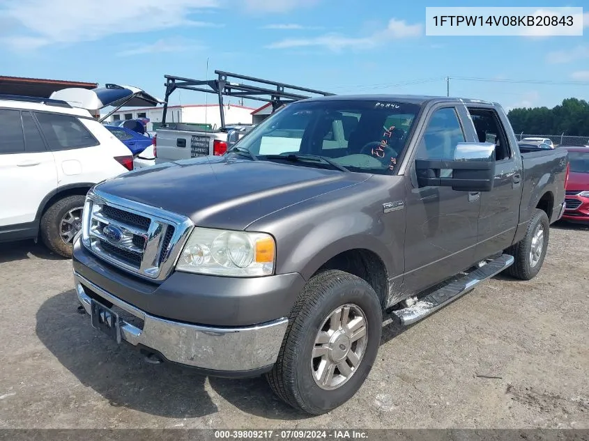 2008 Ford F-150 60Th Anniversary/Fx4/King Ranch/Lariat/Xlt VIN: 1FTPW14V08KB20843 Lot: 39809217