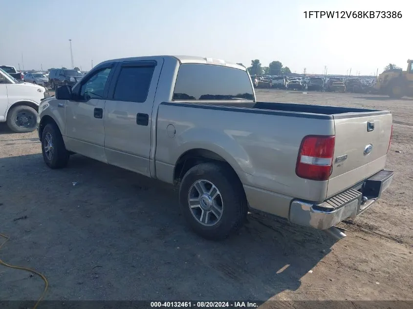 2008 Ford F150 Supercrew VIN: 1FTPW12V68KB73386 Lot: 40132461