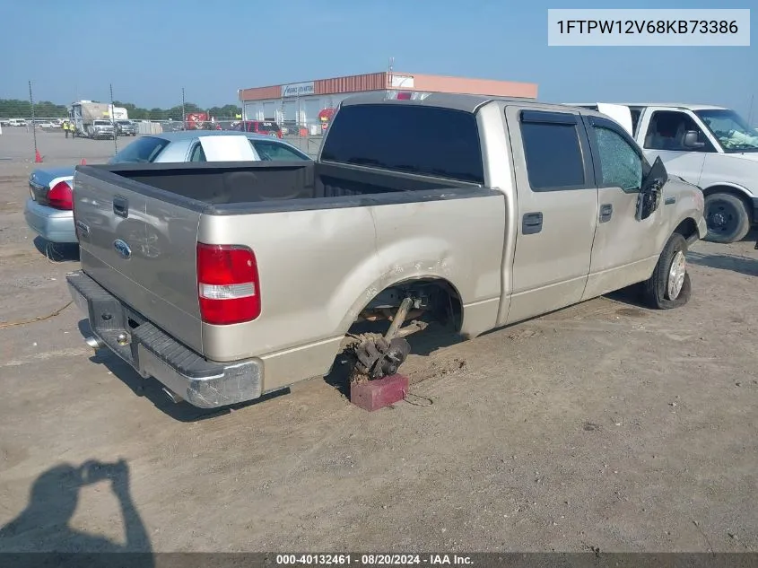 2008 Ford F150 Supercrew VIN: 1FTPW12V68KB73386 Lot: 40132461