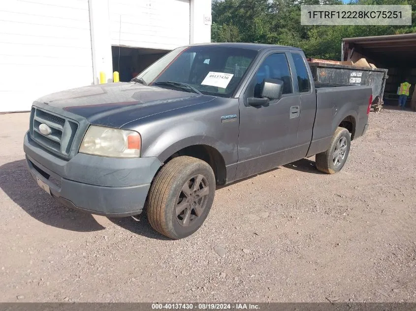 2008 Ford F-150 Stx/Xl/Xlt VIN: 1FTRF12228KC75251 Lot: 40137430