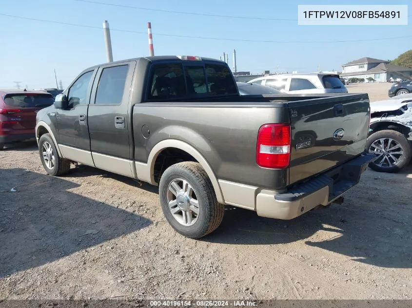 2008 Ford F-150 VIN: 1FTPW12V08FB54891 Lot: 40196154