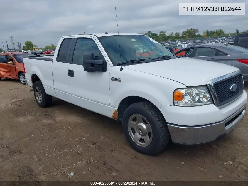 2008 Ford F-150 Fx2/Lariat/Xl/Xlt VIN: 1FTPX12V38FB22644 Lot: 40233581