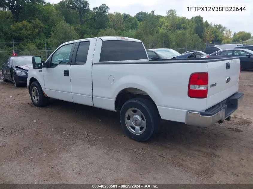 2008 Ford F-150 Fx2/Lariat/Xl/Xlt VIN: 1FTPX12V38FB22644 Lot: 40233581