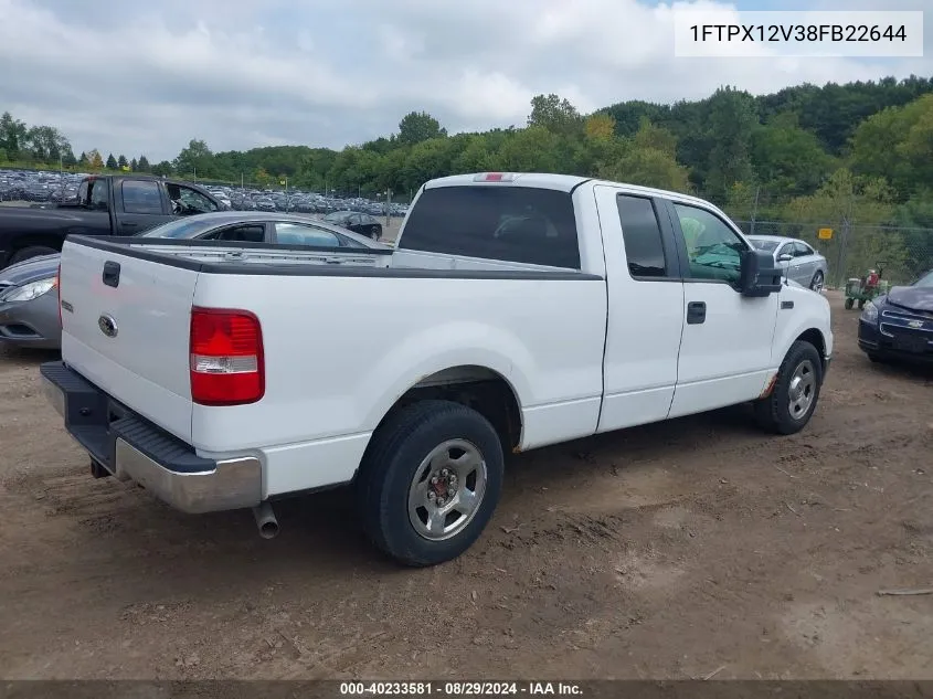 2008 Ford F-150 Fx2/Lariat/Xl/Xlt VIN: 1FTPX12V38FB22644 Lot: 40233581