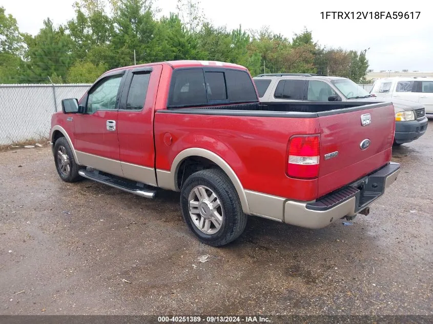 2008 Ford F-150 Fx2/Lariat/Stx/Xlt VIN: 1FTRX12V18FA59617 Lot: 40251389