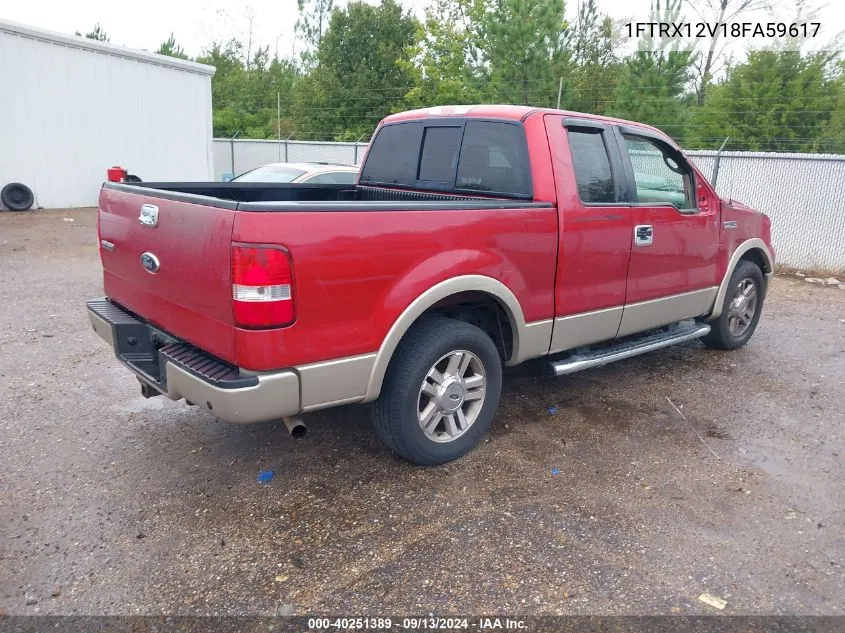 2008 Ford F-150 Fx2/Lariat/Stx/Xlt VIN: 1FTRX12V18FA59617 Lot: 40251389