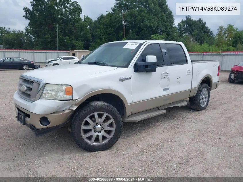 2008 Ford F-150 60Th Anniversary/Fx4/King Ranch/Lariat/Xlt VIN: 1FTPW14V58KD89274 Lot: 40266699