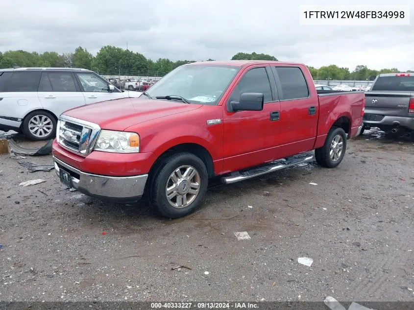 2008 Ford F-150 60Th Anniversary/Fx2/Xl/Xlt VIN: 1FTRW12W48FB34998 Lot: 40333227