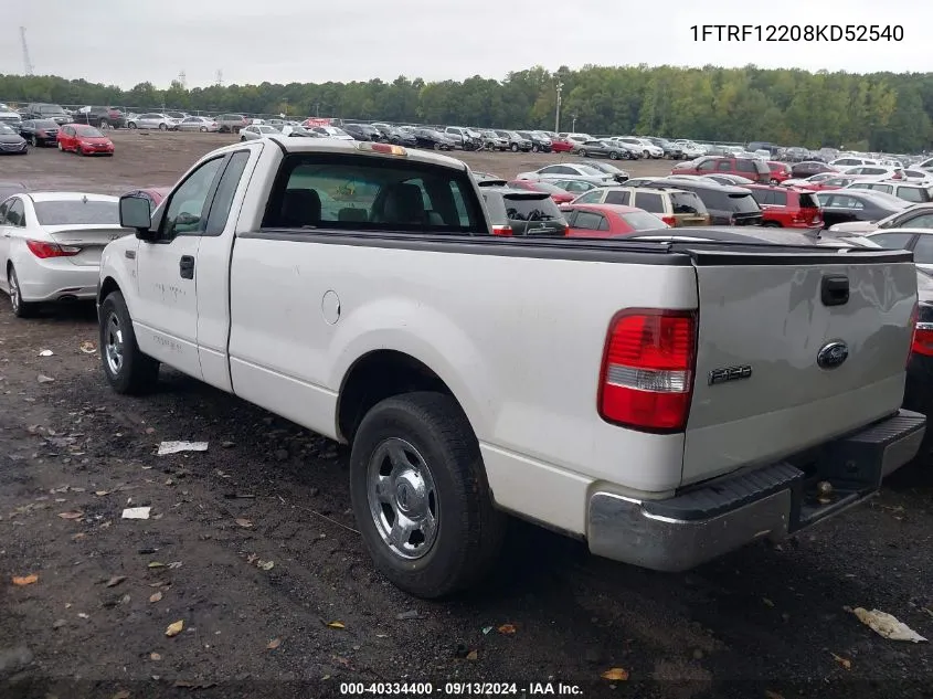 2008 Ford F-150 Stx/Xl/Xlt VIN: 1FTRF12208KD52540 Lot: 40334400