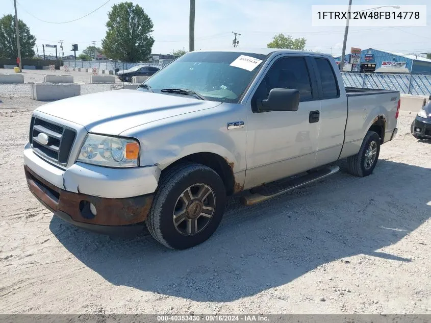 2008 Ford F150 VIN: 1FTRX12W48FB14778 Lot: 40353430