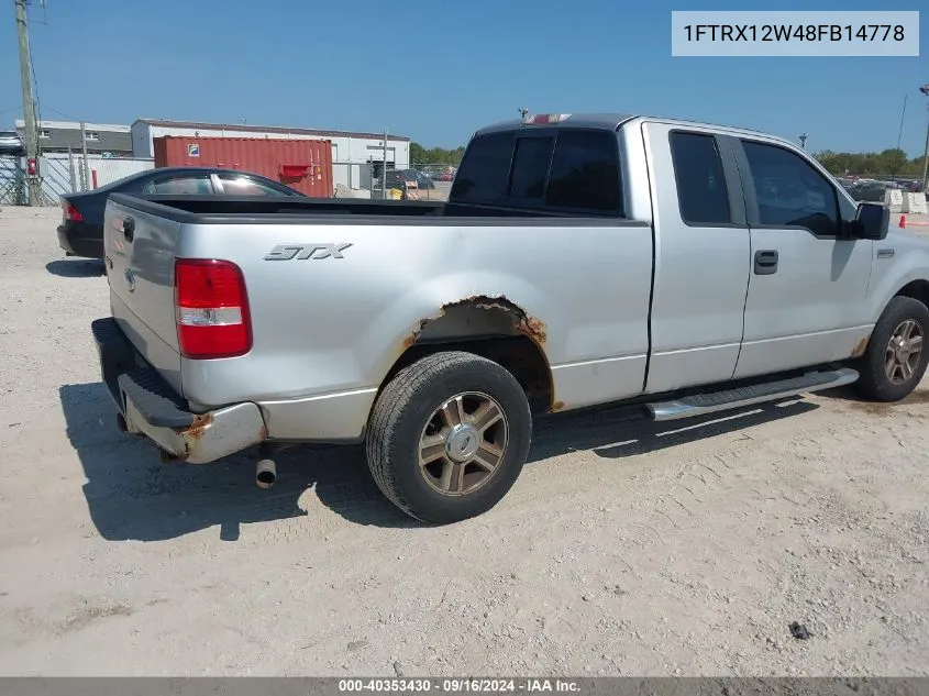 2008 Ford F150 VIN: 1FTRX12W48FB14778 Lot: 40353430