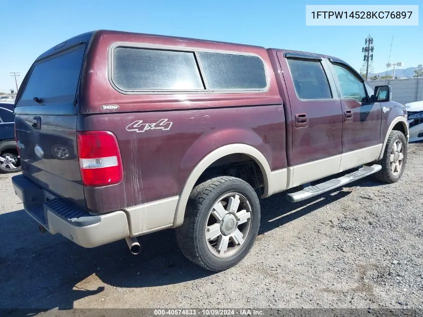 2008 Ford F-150 60Th Anniversary/Fx4/King Ranch/Lariat/Limited/Xlt VIN: 1FTPW14528KC76897 Lot: 40574833