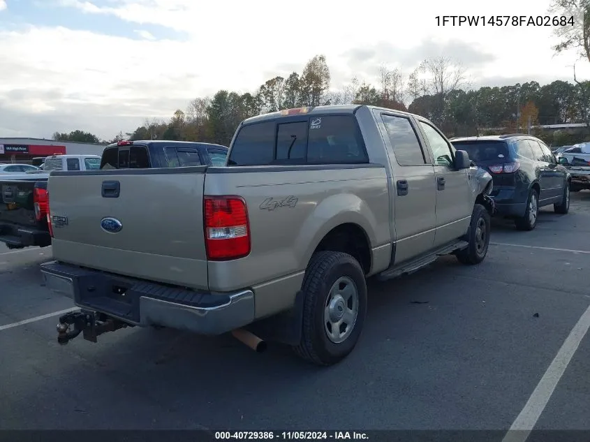 2008 Ford F-150 60Th Anniversary/Fx4/King Ranch/Lariat/Limited/Xlt VIN: 1FTPW14578FA02684 Lot: 40729386