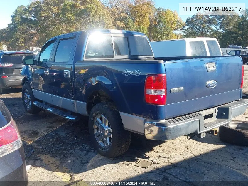 2008 Ford F-150 60Th Anniversary/Fx4/King Ranch/Lariat/Xlt VIN: 1FTPW14V28FB63217 Lot: 40869497