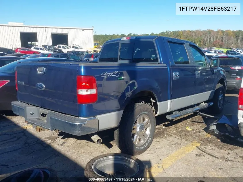 2008 Ford F-150 60Th Anniversary/Fx4/King Ranch/Lariat/Xlt VIN: 1FTPW14V28FB63217 Lot: 40869497