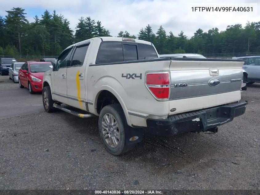 2009 Ford F150 Supercrew VIN: 1FTPW14V99FA40631 Lot: 40143836