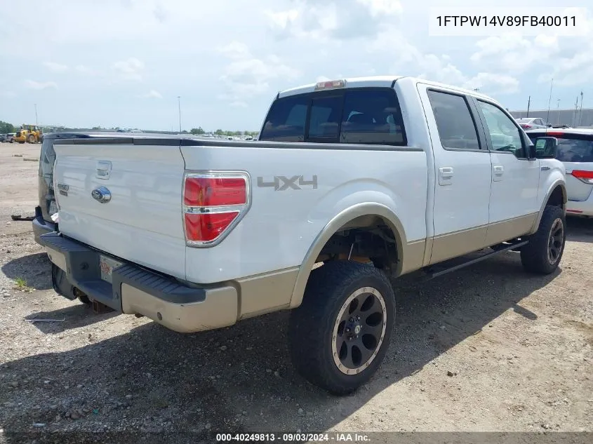 2009 Ford F-150 Fx4/King Ranch/Lariat/Platinum/Xl/Xlt VIN: 1FTPW14V89FB40011 Lot: 40249813