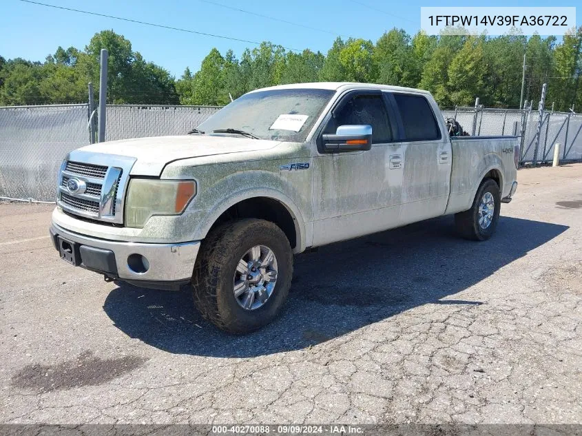 2009 Ford F-150 Fx4/King Ranch/Lariat/Platinum/Xl/Xlt VIN: 1FTPW14V39FA36722 Lot: 40270088