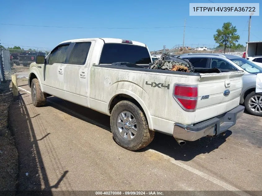 2009 Ford F-150 Fx4/King Ranch/Lariat/Platinum/Xl/Xlt VIN: 1FTPW14V39FA36722 Lot: 40270088