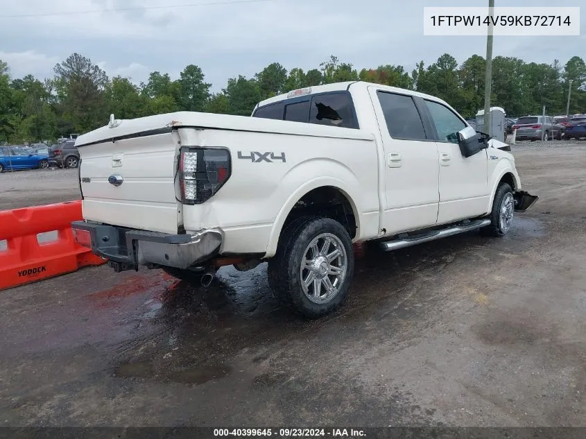 2009 Ford F-150 Fx4/King Ranch/Lariat/Platinum/Xl/Xlt VIN: 1FTPW14V59KB72714 Lot: 40399645