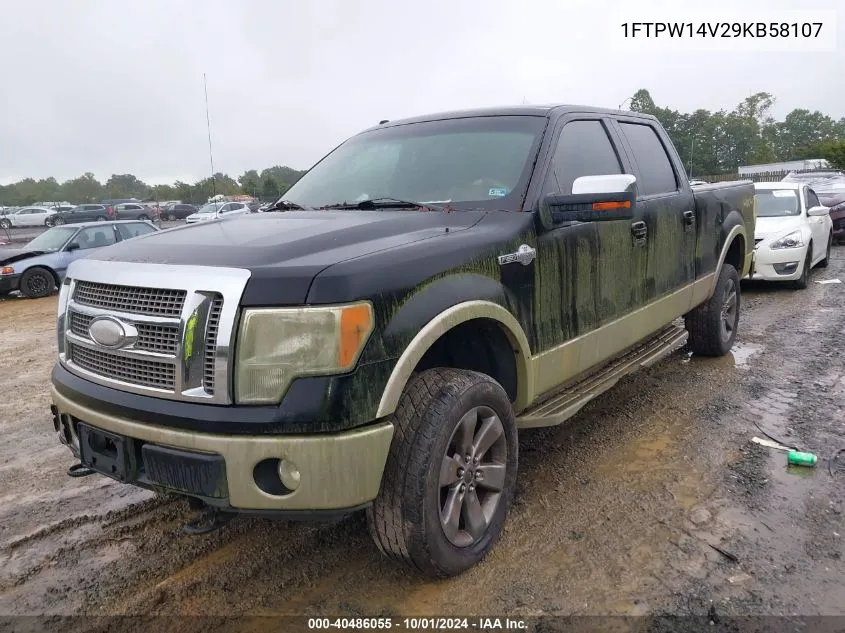 2009 Ford F-150 King Ranch VIN: 1FTPW14V29KB58107 Lot: 40486055