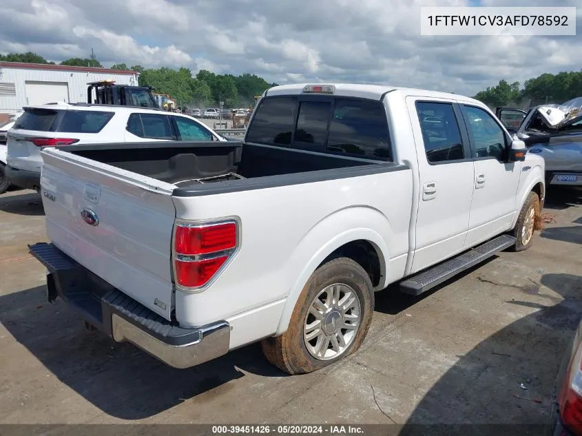 2010 Ford F-150 Platinum VIN: 1FTFW1CV3AFD78592 Lot: 39451426