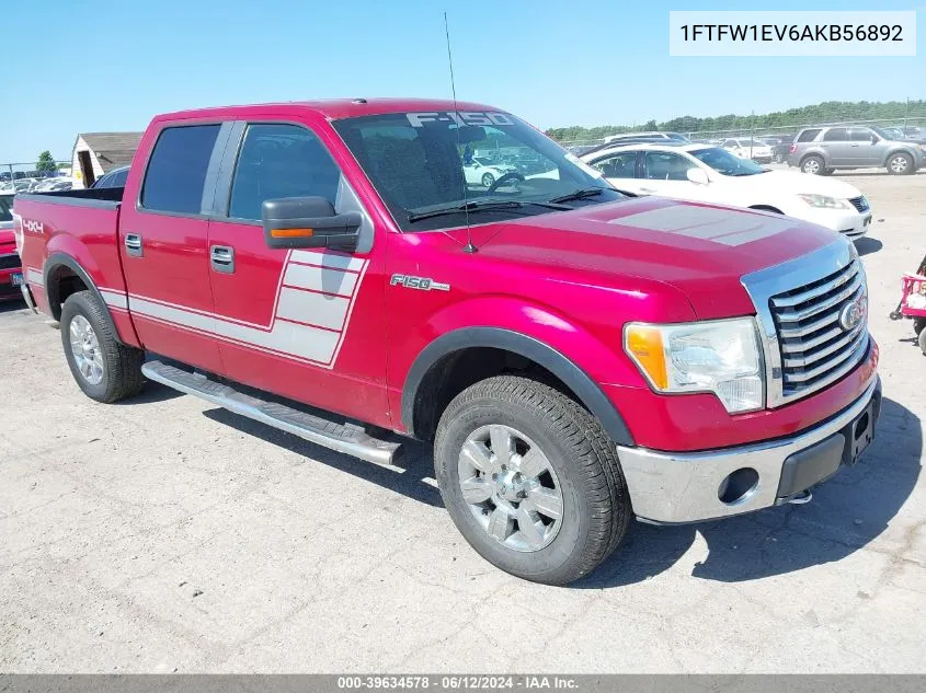 2010 Ford F-150 Xlt VIN: 1FTFW1EV6AKB56892 Lot: 39634578