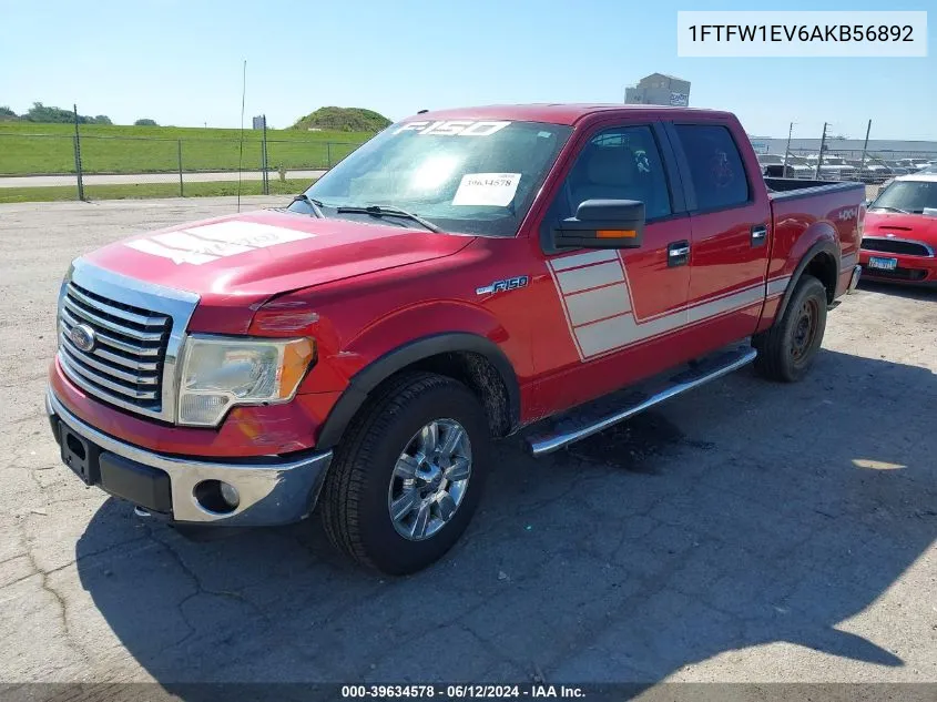 1FTFW1EV6AKB56892 2010 Ford F-150 Xlt