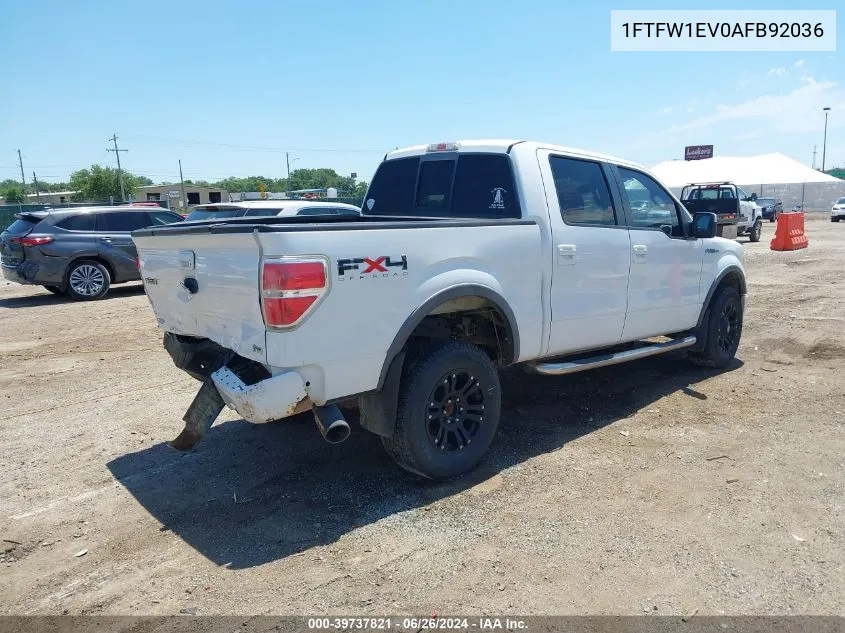 2010 Ford F-150 Fx4 VIN: 1FTFW1EV0AFB92036 Lot: 39737821