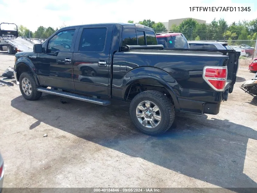 2010 Ford F-150 Supercrew VIN: 1FTFW1EV7AFD11345 Lot: 40184846