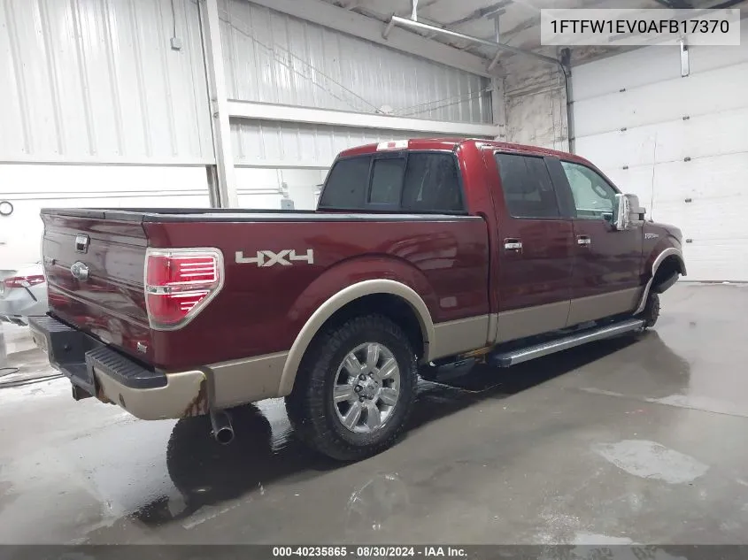 1FTFW1EV0AFB17370 2010 Ford F-150 Fx4/Harley-Davidson/King Ranch/Lariat/Platinum/Xl/Xlt