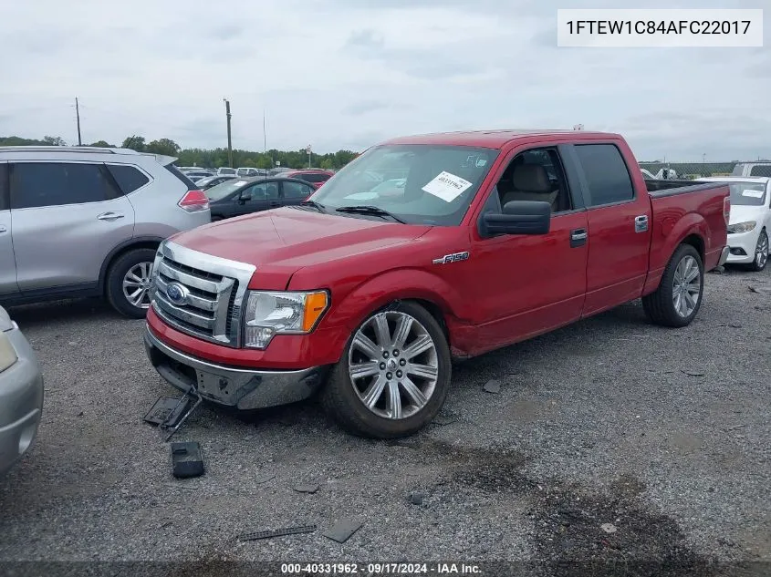 2010 Ford F-150 Fx2 Sport/Xl/Xlt VIN: 1FTEW1C84AFC22017 Lot: 40331962