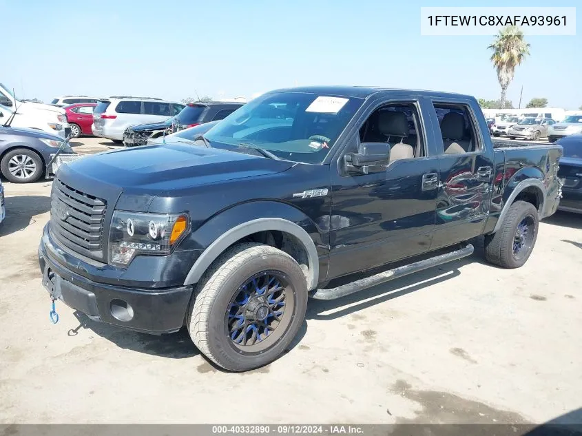 2010 Ford F150 Supercrew VIN: 1FTEW1C8XAFA93961 Lot: 40332890