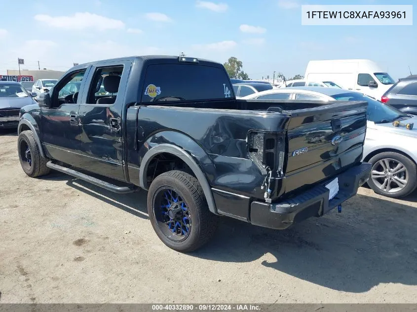 2010 Ford F150 Supercrew VIN: 1FTEW1C8XAFA93961 Lot: 40332890