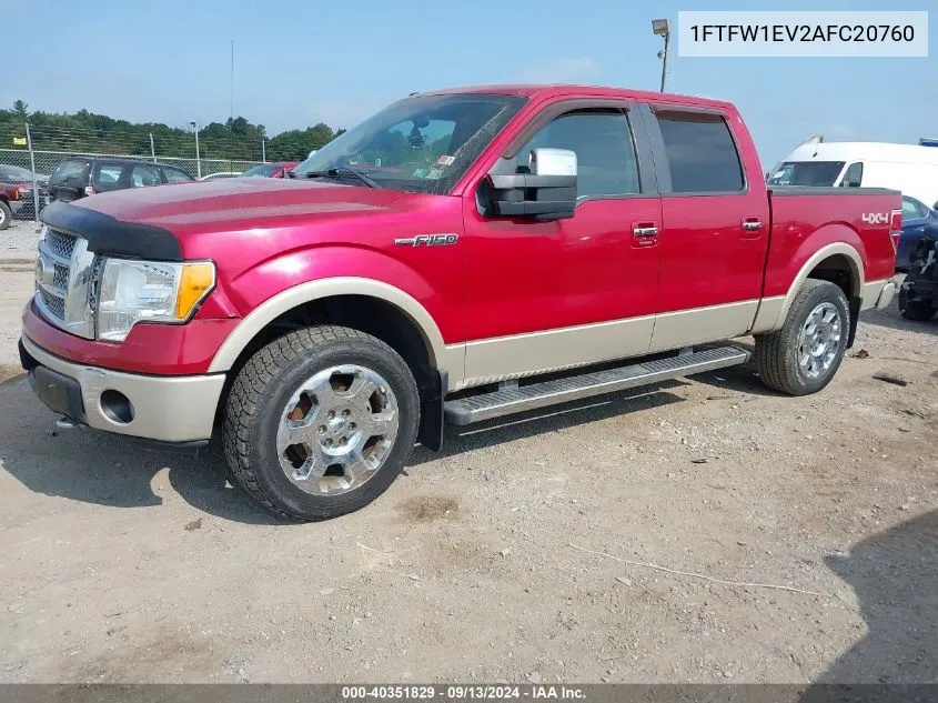 2010 Ford F-150 Fx4/Harley-Davidson/King Ranch/Lariat/Platinum/Xl/Xlt VIN: 1FTFW1EV2AFC20760 Lot: 40351829