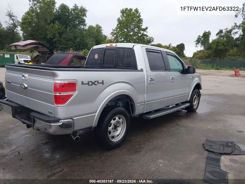 2010 Ford F150 Supercrew VIN: 1FTFW1EV2AFD63322 Lot: 40383167