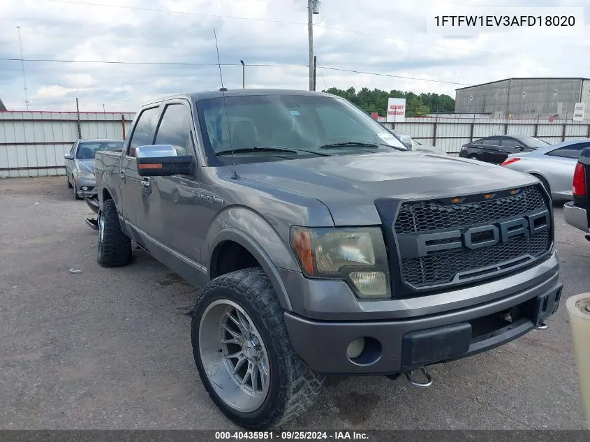 2010 Ford F-150 Platinum VIN: 1FTFW1EV3AFD18020 Lot: 40435951