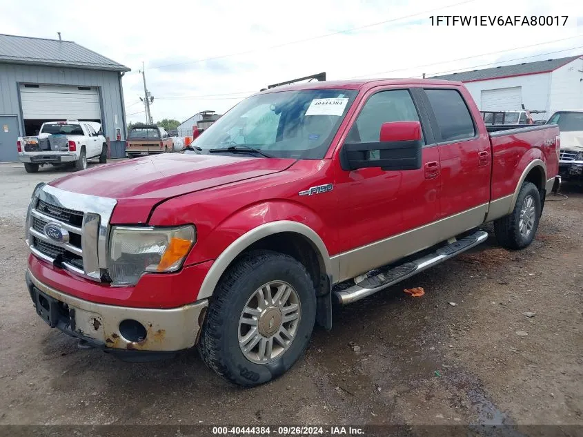 2010 Ford F-150 Fx4/Harley-Davidson/King Ranch/Lariat/Platinum/Xl/Xlt VIN: 1FTFW1EV6AFA80017 Lot: 40444384