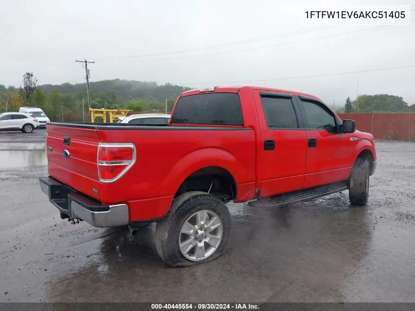 2010 Ford F150 Supercrew VIN: 1FTFW1EV6AKC51405 Lot: 40445554