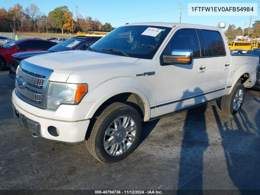 2010 Ford F-150 Fx4/Harley-Davidson/King Ranch/Lariat/Platinum/Xl/Xlt VIN: 1FTFW1EV0AFB54984 Lot: 40794736